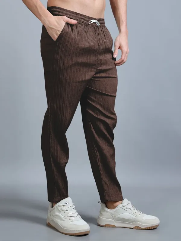 Brown_40%_Cotton_60%_Polyester_Shirt_And_Trousers_Set_For_Men