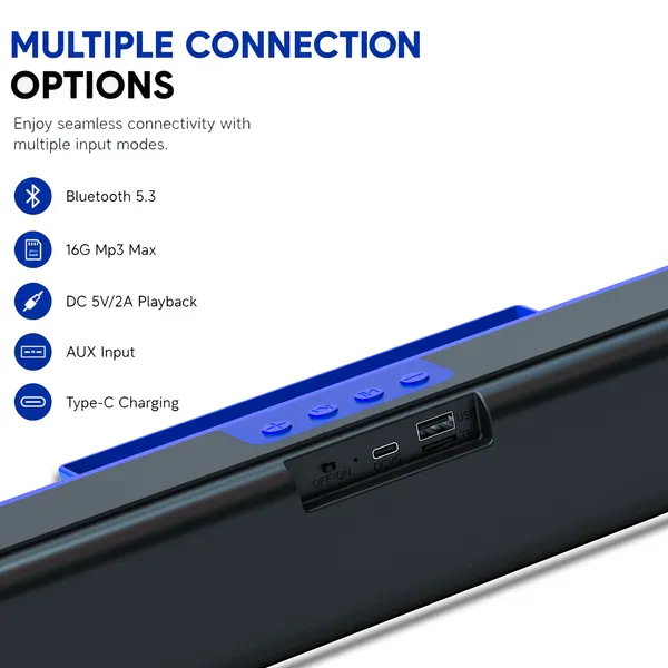 One_7_Wireless_Soundbar_Bluetooth_Speaker_Black