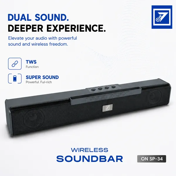 One_7_Wireless_Soundbar_Bluetooth_Speaker_Black