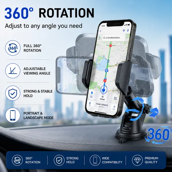 One_7_Suction_Cup_Car_Phone_Holder_360_Rotate_Black