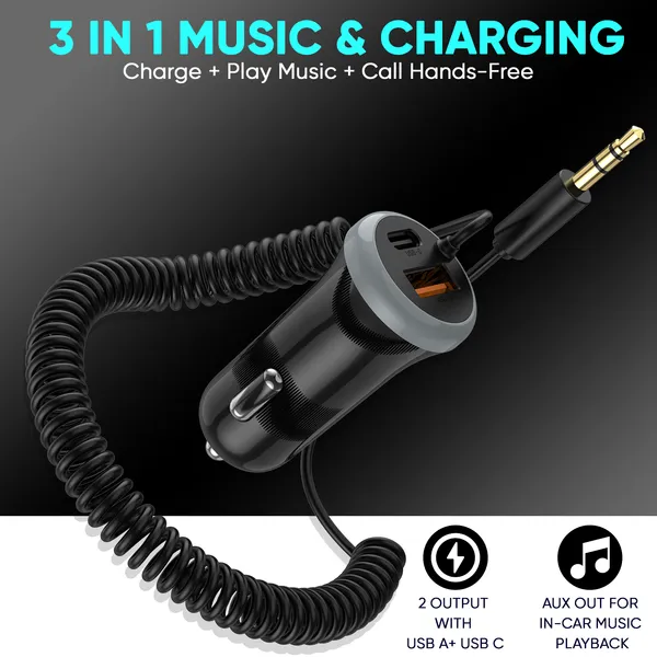 ONE_7_Bluetooth_Receiver_for_Car,_3-in-1_Wireless_AUX_Adapter_with_Dual_USB_Charger,_Hands-Free_Calling,_Music_Streaming,_Bluetooth_Audio_Receiver_for_Car_Stereo_&_Home_Speakers