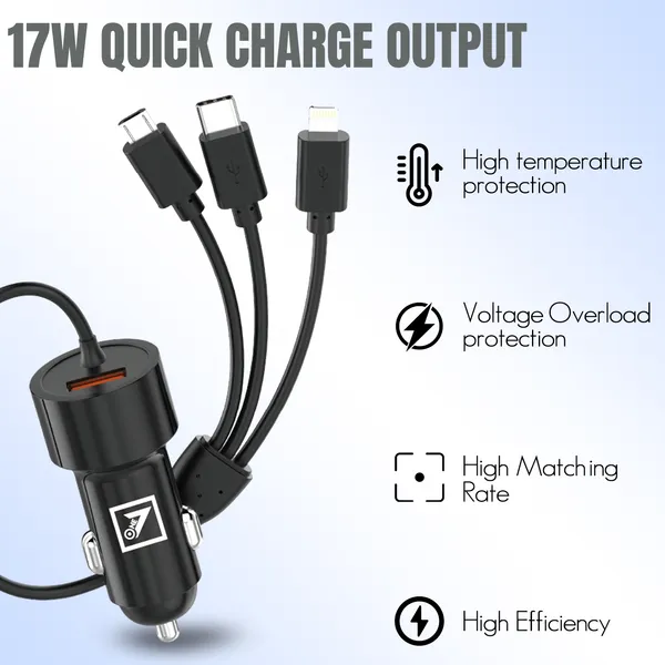 ONE7_17W_4-in-1_Car_Charger_with_Multi-Charging_Cable_|_Fast_USB_Car_Adapter_with_Type-C,_Micro_USB_&_Connectors_|_Scratch-Resistant_Body,_Universal_Compatibility