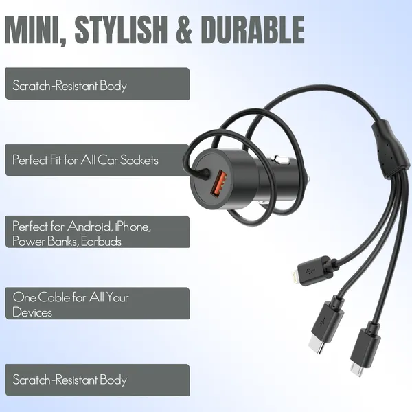ONE7_17W_4-in-1_Car_Charger_with_Multi-Charging_Cable_|_Fast_USB_Car_Adapter_with_Type-C,_Micro_USB_&_Connectors_|_Scratch-Resistant_Body,_Universal_Compatibility
