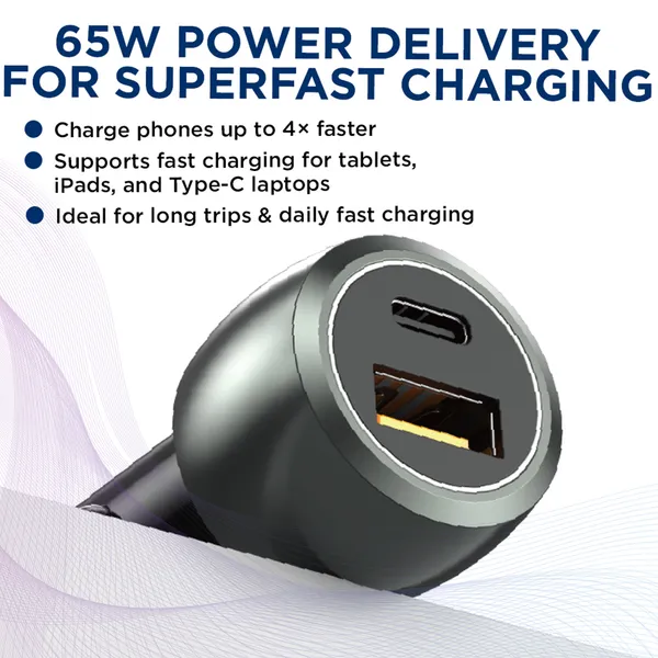 ONE_7_65W_Dual-Port_Car_Charger_Adapter_with_Cable,_USB-C_&_USB-A_Ultra_Fast_Charging_Metal_Car_Charger_for_Phones,_Tablets,_GPS_Devices_�_Compact_12V/24V_Vehicle_Power_Outlet_Charger