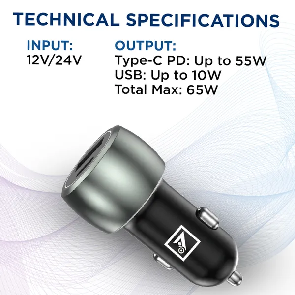 ONE_7_65W_Dual-Port_Car_Charger_Adapter_with_Cable,_USB-C_&_USB-A_Ultra_Fast_Charging_Metal_Car_Charger_for_Phones,_Tablets,_GPS_Devices_�_Compact_12V/24V_Vehicle_Power_Outlet_Charger