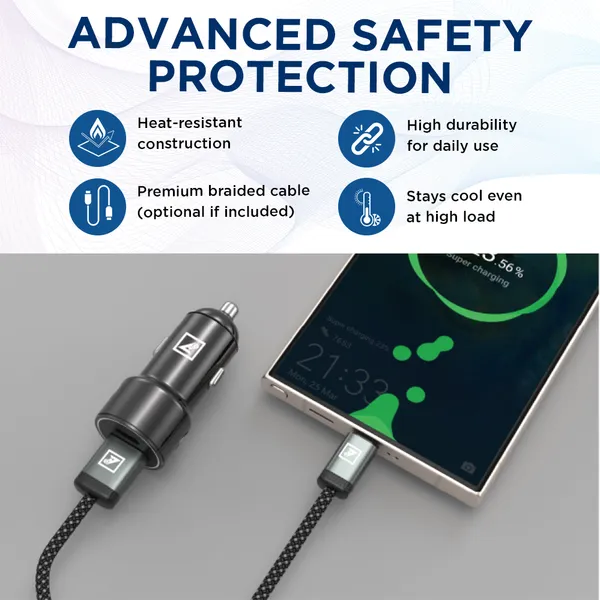 ONE_7_55W_Dual-Port_Car_Charger_USB_+_PD_Fast_Charging_Adapter_with_Cable_-_High-Speed_Compact_Metal_Vehicle_Charger_for_Phones,_Tablets,_GPS_Devices