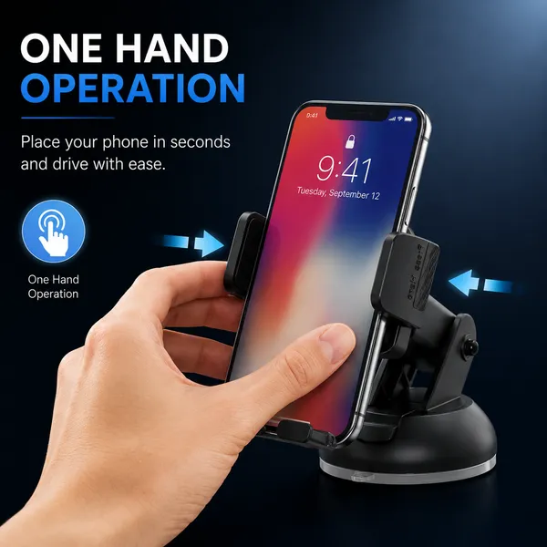 ONE_7_Car_Mobile_Holder_for_Dashboard_&_Windshield,_Strong_Suction_Cup_Phone_Mount,_360�_Rotation,_One-Touch_Lock,_Adjustable_Arm,_Universal_Smartphone_Holder_for_Car