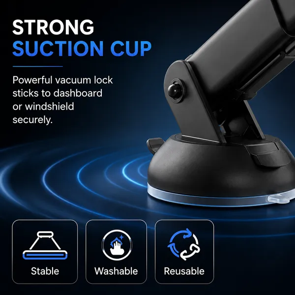 ONE_7_Car_Mobile_Holder_for_Dashboard_&_Windshield,_Strong_Suction_Cup_Phone_Mount,_360�_Rotation,_One-Touch_Lock,_Adjustable_Arm,_Universal_Smartphone_Holder_for_Car