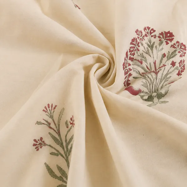 Gulmohar_Hand_Block_Printed_Double_Bedsheet_90x108_With_Pillow_Covers_100_Cotton_Off_White_Maroon_Mughal_Boota_Red_Border_House_Of_Virasaat