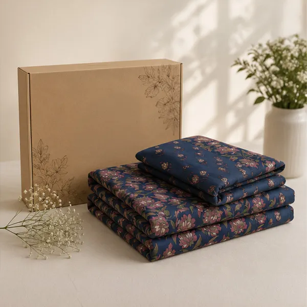 Raat_Rani_Hand_Block_Printed_Double_Bedsheet_90x108_With_Pillow_Covers_100_Cotton_Midnight_Indigo_Pink_Floral_Jaal_House_Of_Virasaat