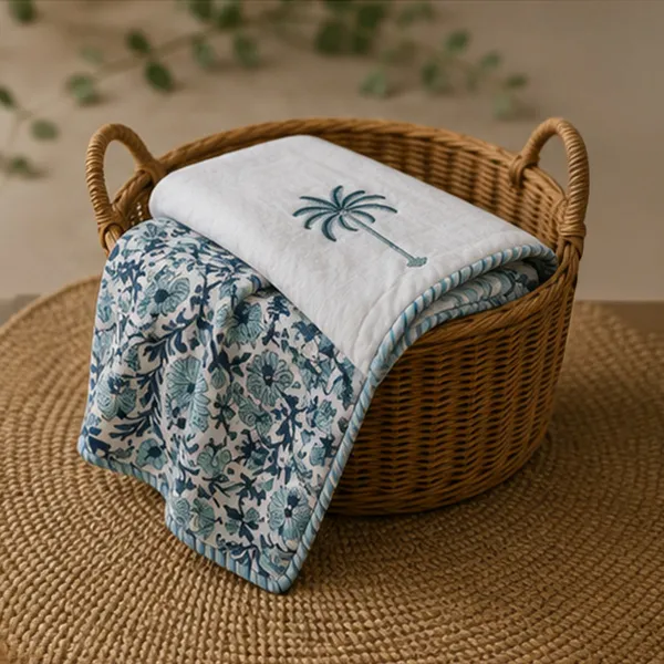 Tropical_Palm_Reversible_Dohar_Set_Of_2_Single_60x90_Cotton_Mulmul_Ac_Dohar_Combo_With_Palm_Booti_Blue_Floral_Jaal_House_Of_Virasaat