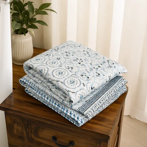 Neel_Chakri_Reversible_Dohar_Set_Of_2_Single_60x90_Cotton_Mulmul_Ac_Dohar_Combo_With_Light_Blue_Circular_Motif_House_Of_Virasaat