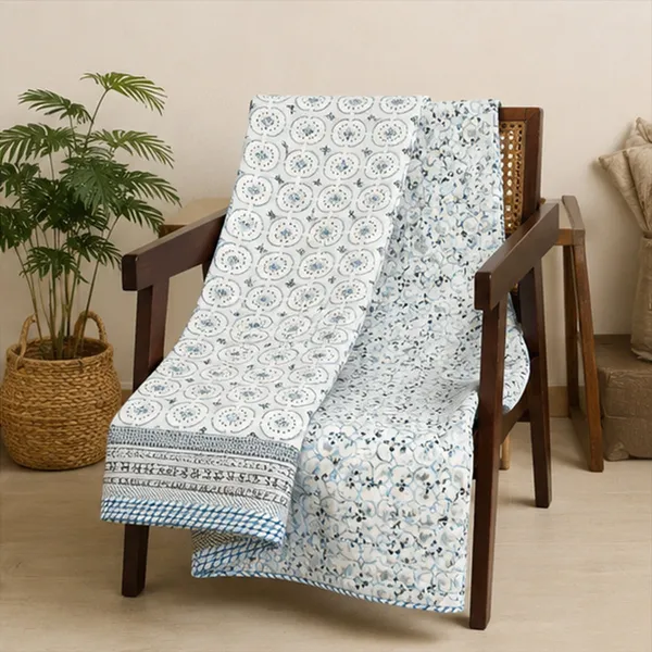 Neel_Chakri_Reversible_Dohar_Set_Of_2_Single_60x90_Cotton_Mulmul_Ac_Dohar_Combo_With_Light_Blue_Circular_Motif_House_Of_Virasaat