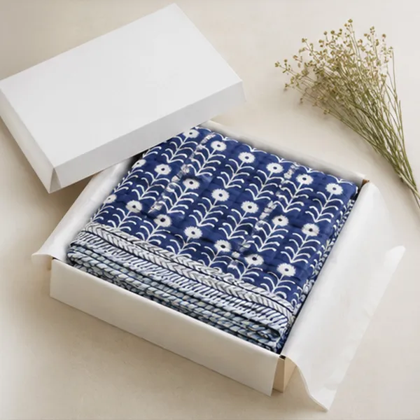 Neel_Phool_Reversible_Dohar_Set_Of_2_Single_60x90_Cotton_Mulmul_Ac_Dohar_Combo_Indigo_Blue_Floral_Buti_House_Of_Virasaat