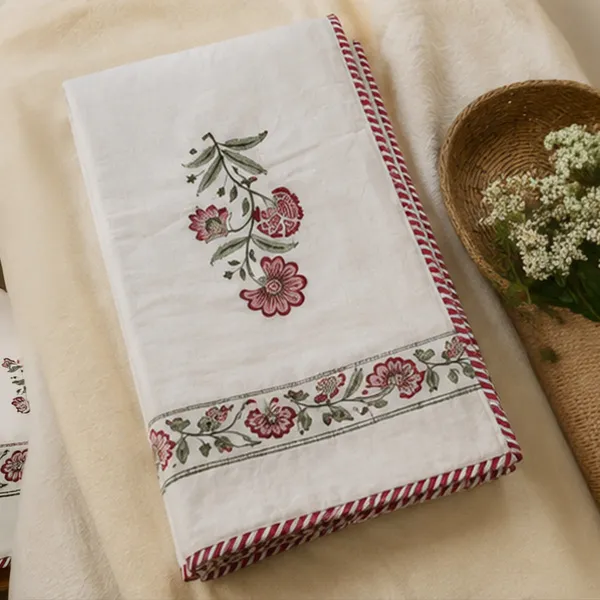 Laal_Bagh_Reversible_Dohar_Double_90x108_Cotton_Mulmul_Ac_Dohar_With_Pink_Floral_Booti_Sage_Jaal_House_Of_Virasaat