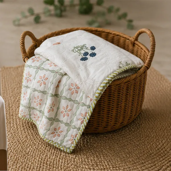 Phool_Jaal_Reversible_Dohar_Double_90x108_Cotton_Mulmul_Ac_Dohar_With_Indigo_Marigold_Booti_Green_Lattice_House_Of_Virasaat