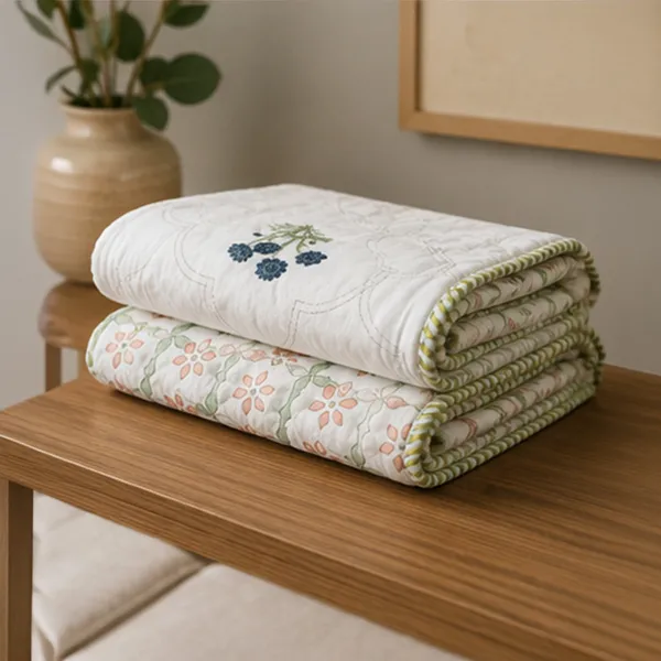 Phool_Jaal_Reversible_Dohar_Double_90x108_Cotton_Mulmul_Ac_Dohar_With_Indigo_Marigold_Booti_Green_Lattice_House_Of_Virasaat