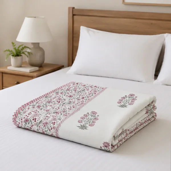 Gulabi_Bagh_Reversible_Dohar_Double_90x108_Cotton_Mulmul_Ac_Dohar_With_Pink_Mughal_Booti_Chintz_Jaal_House_Of_Virasaat