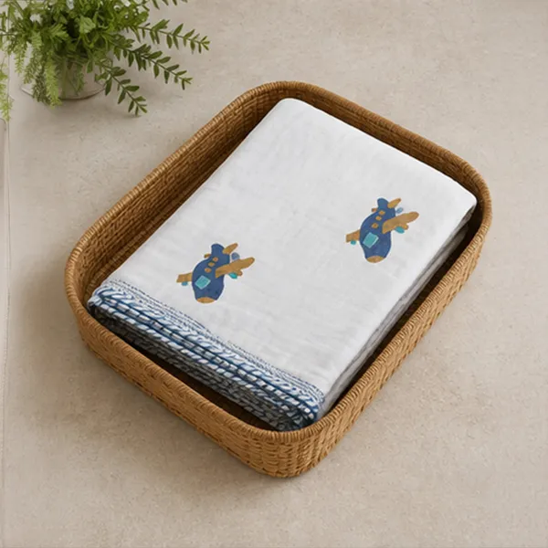 Neel_Aeroplane_Kids_Dohar_Double_Reversible_Cotton_Mulmul_Ac_Dohar_With_Blue_Airplane_Print_Striped_Border_House_Of_Virasaat