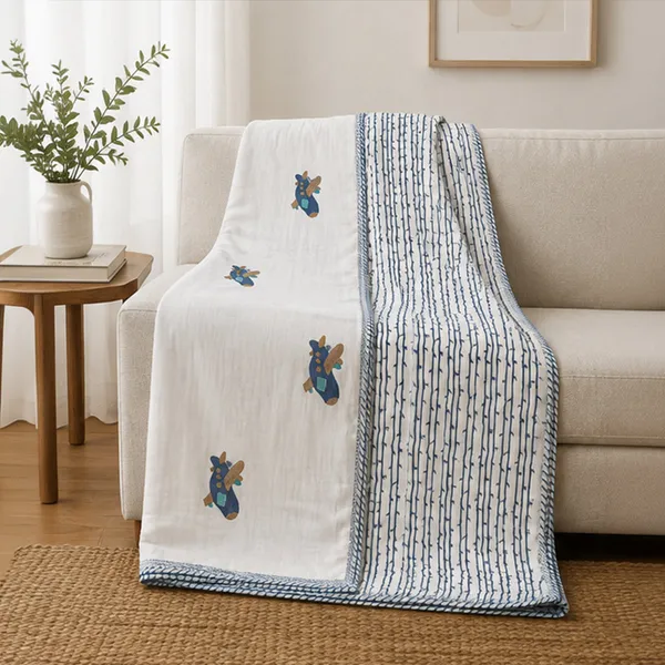 Neel_Aeroplane_Kids_Dohar_Double_Reversible_Cotton_Mulmul_Ac_Dohar_With_Blue_Airplane_Print_Striped_Border_House_Of_Virasaat