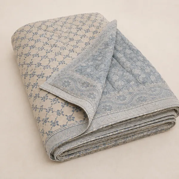 Neel_Bagh_Reversible_Razai_Double_King_Size_Grey_Blue_White_Jaipuri_Razai_With_Cypress_Chintz_Floral_Border_House_Of_Virasaat