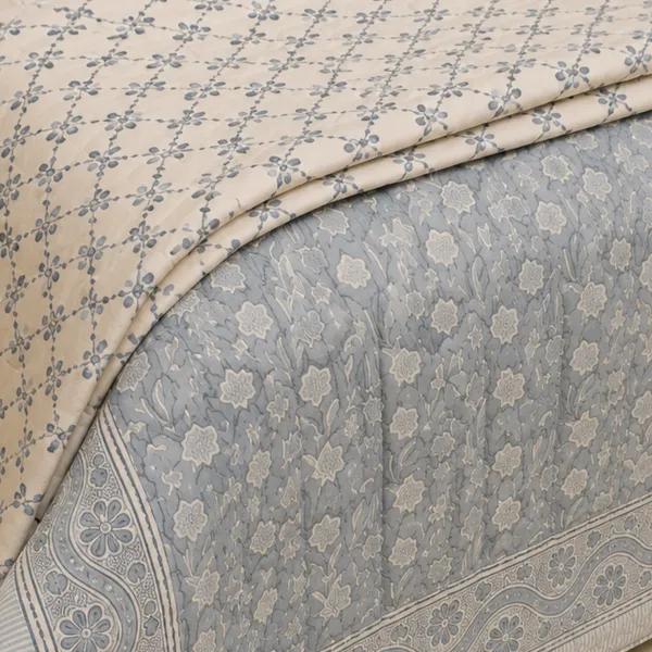 Neel_Bagh_Reversible_Razai_Double_King_Size_Grey_Blue_White_Jaipuri_Razai_With_Cypress_Chintz_Floral_Border_House_Of_Virasaat