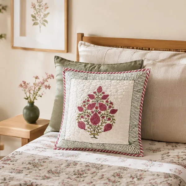 Gul_Anar_Quilted_Cushion_Cover_Set_Of_2_16x16_White_Cotton_With_Pink_Pomegranate_Buta_Green_Striped_Border_House_Of_Virasaat
