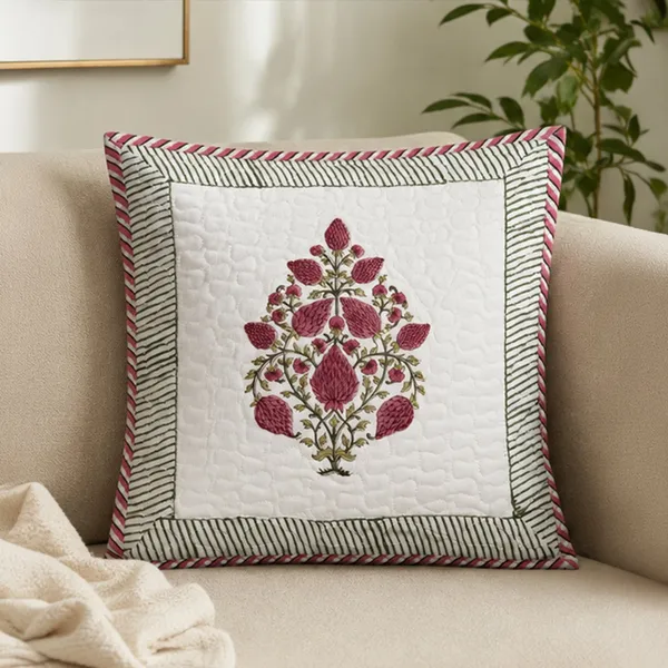 Gul_Anar_Quilted_Cushion_Cover_Set_Of_2_16x16_White_Cotton_With_Pink_Pomegranate_Buta_Green_Striped_Border_House_Of_Virasaat
