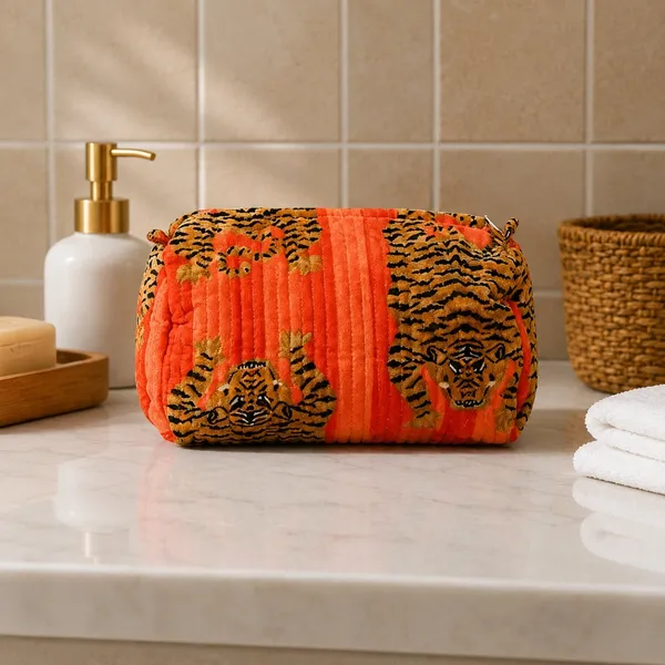 Sher_Velvet_Toiletry_Pouch_Set_Of_3_Tangerine_Orange_Velvet_Travel_Organizer_With_Tibetan_Tiger_Print_House_Of_Virasaat