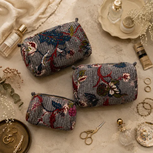 Stone_Garden_Velvet_Toiletry_Pouch_Set_Of_3_Slate_Grey_Velvet_Travel_Organizer_With_Vintage_Chintz_Floral_House_Of_Virasaat