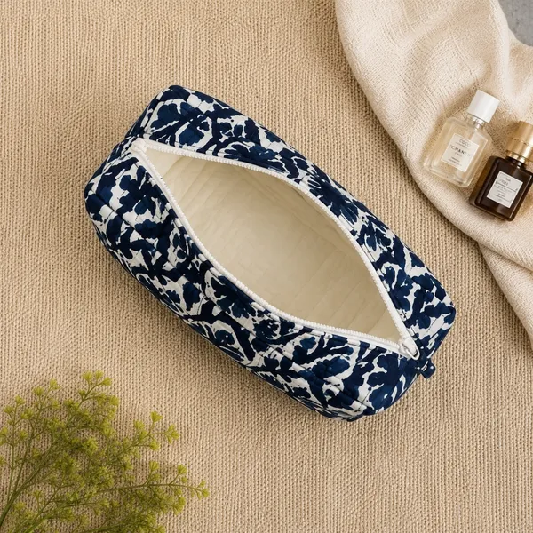 Neel_Damask_Quilted_Pouch_Set_Of_3_Indigo_Blue_White_Cotton_Travel_Toiletry_Organizer_House_Of_Virasaat