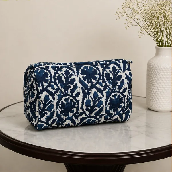Neel_Damask_Quilted_Pouch_Set_Of_3_Indigo_Blue_White_Cotton_Travel_Toiletry_Organizer_House_Of_Virasaat