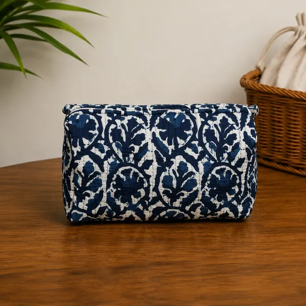 Neel_Damask_Quilted_Pouch_Set_Of_3_Indigo_Blue_White_Cotton_Travel_Toiletry_Organizer_House_Of_Virasaat