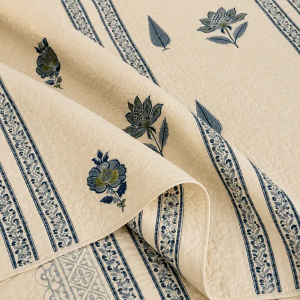 Neel_Kamal_King_Size_Bedcover_Off_White_Indigo_Blue_Jaipuri_Quilted_Bed_Cover_With_2_Pillow_Covers_House_Of_Virasaat