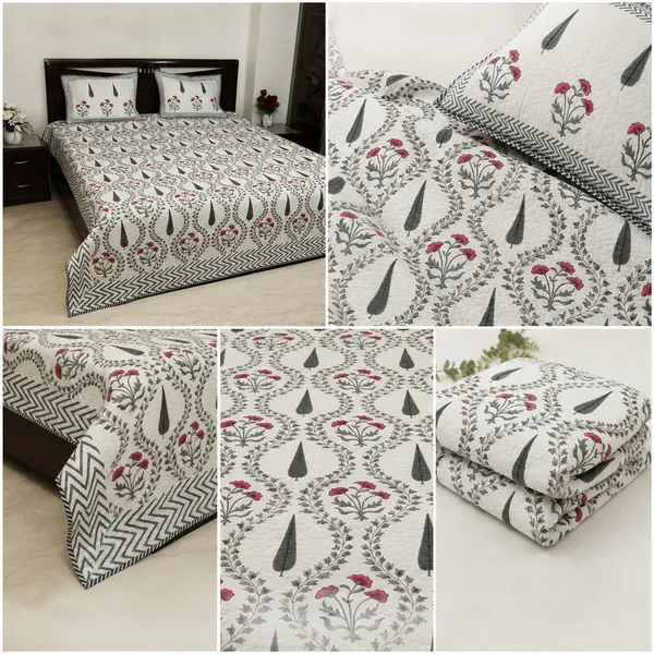 Laal_Bagh_King_Size_Bedcover_White_Red_Jaipuri_Quilted_Bed_Cover_With_2_Pillow_Covers_House_Of_Virasaat