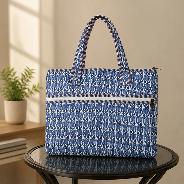 Neel_Phool_Office_Laptop_Bag_Blue_Jaipuri_Quilted_Laptop_Bag_With_Zip_House_Of_Virasaat