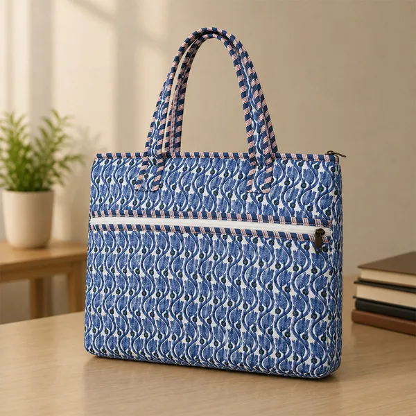 Neel_Phool_Office_Laptop_Bag_Blue_Jaipuri_Quilted_Laptop_Bag_With_Zip_House_Of_Virasaat