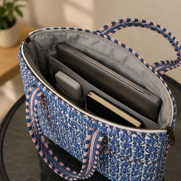 Neel_Phool_Office_Laptop_Bag_Blue_Jaipuri_Quilted_Laptop_Bag_With_Zip_House_Of_Virasaat