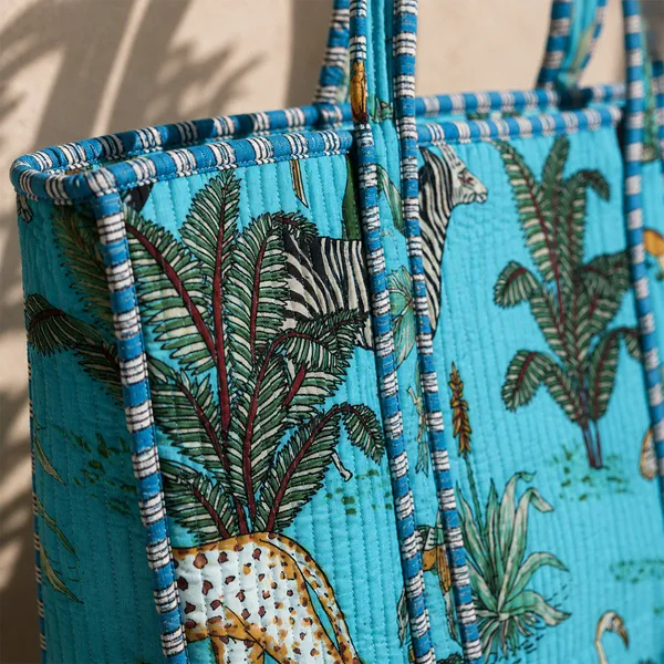 Neel_Jungle_Tote_Bag_Sky_Blue_Tropical_Safari_Quilted_Tote_House_Of_Virasaat
