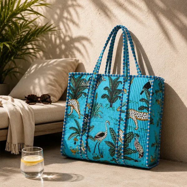Neel_Jungle_Tote_Bag_Sky_Blue_Tropical_Safari_Quilted_Tote_House_Of_Virasaat