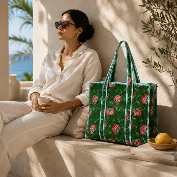 Anar_Bagh_Tote_Bag_Forest_Green_Blush_Pink_Floral_Quilted_Tote_House_Of_Virasaat