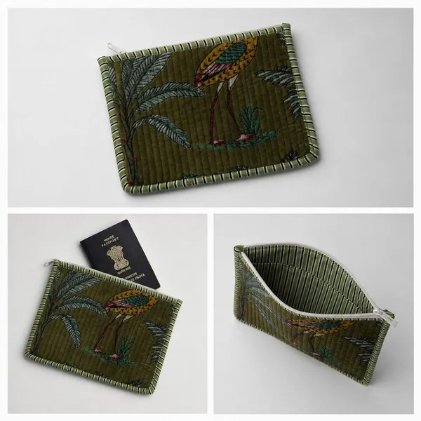 Sarus_Van_Passport_Pouch_Olive_Green_Quilted_Passport_Holder_House_Of_Virasaat