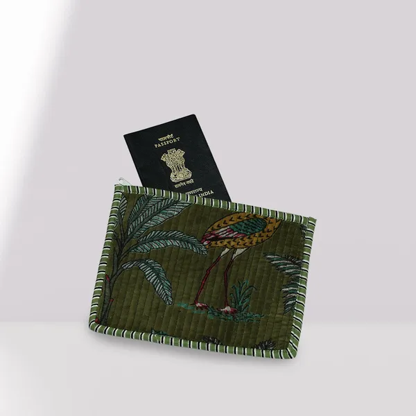 Sarus_Van_Passport_Pouch_Olive_Green_Quilted_Passport_Holder_House_Of_Virasaat
