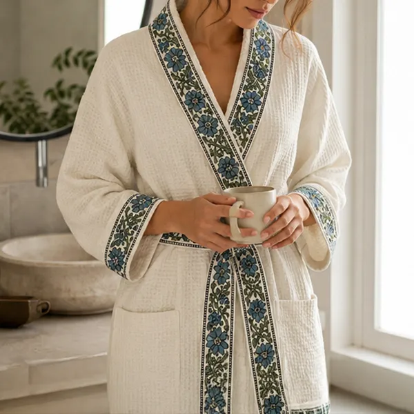 Noor_Bagh_Bathrobe_Ivory_Cotton_Bathrobe_With_Floral_Border_House_Of_Virasaat