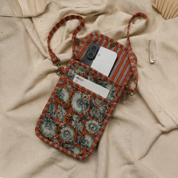 Gulmohar_Mobile_Pouch_Terracotta_Floral_Crossbody_Phone_Pouch_House_Of_Virasaat