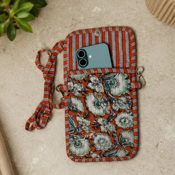 Gulmohar_Mobile_Pouch_Terracotta_Floral_Crossbody_Phone_Pouch_House_Of_Virasaat
