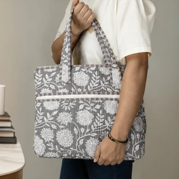Neel_Bagh_Laptop_Bag_Charcoal_Grey_Floral_Laptop_Bag_With_Shoulder_Strap_House_Of_Virasaat