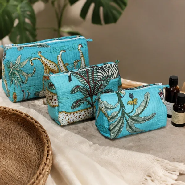 Neel_Van_Toiletry_Pouch_Set_Aqua_Blue_Botanical_Set_Of_3_Travel_Pouches_House_Of_Virasaat