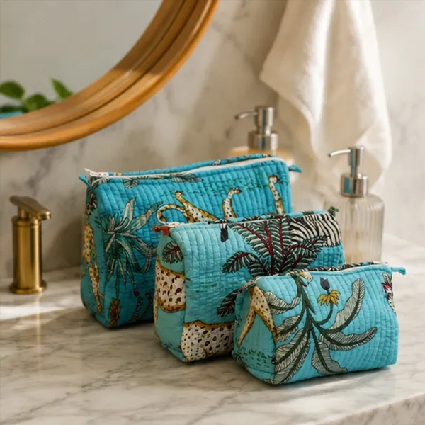 Neel_Van_Toiletry_Pouch_Set_Aqua_Blue_Botanical_Set_Of_3_Travel_Pouches_House_Of_Virasaat