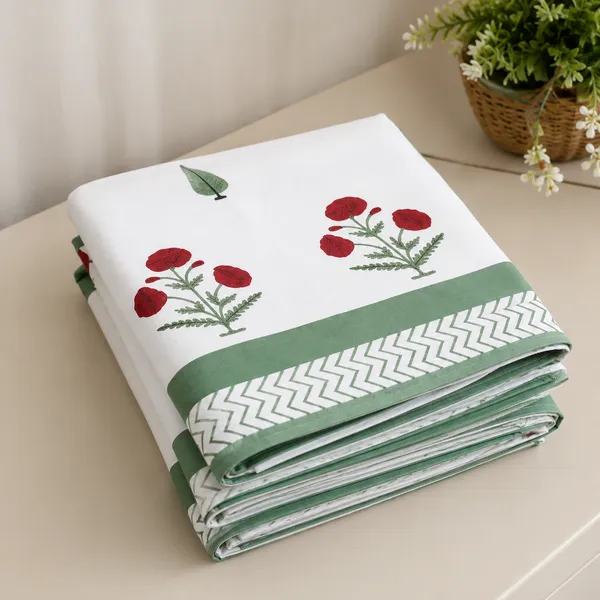 Gulnaar_Hand_Block_Printed_Double_Bedsheet_100_Cotton_Bold_Maroon_Floral_With_Sage_Cypress